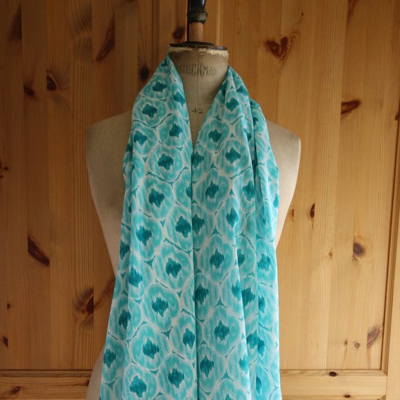 Aqua Scarf Shawl Bathing Suit Coverup 100% Cotton - Picture 4 of 7